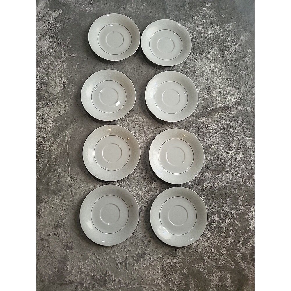 8 China Pearl Fine  Liling White Salad White Lace Print  leaves